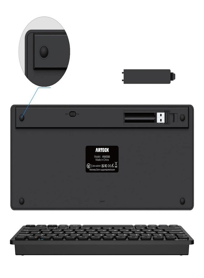 Arteck 2.4G Wireless Keyboard Ultra Slim and Compact Keyboard with Media Hotkeys for Computer Desktop PC Laptop Surface Smart TV and Windows 11/10/8/7, Black - Image 5